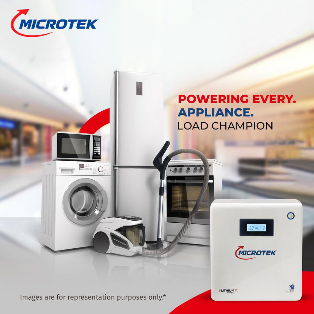 Microtek I-Lithium WiFi 1500SW | 1100VA/925W Pure Sine Wave Inverter with In-Built 1280Wh LiFePO4 Battery | Wall-Mounted Smart Power Backup